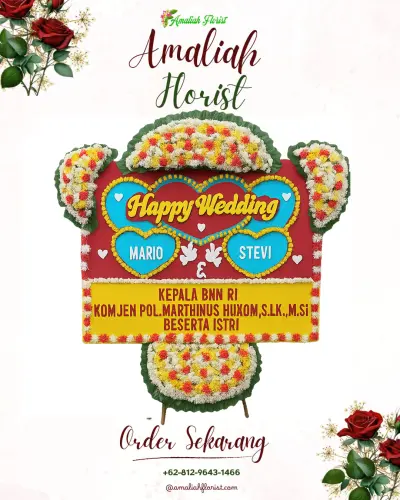 Karangan Papan Bunga Pernikahan di Pusakajaya